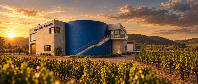 La bodega de Adegas Daniel Fernández entre los viñedos de Verín