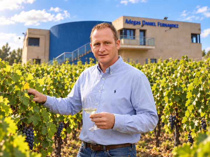 Pablo Estévez en el viñedo de Bodegas Daniel Fernández